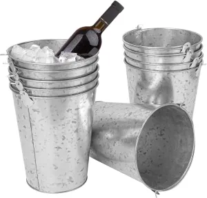 10 PCS Galvanized Ice Buckets, 6 Inch Diameter 7 Inch Tall Galvanized Metal Ice Pails with Handles for Champagne, Beer, and More, Perfect for Parties and Home Decor (100 oz Capacity)