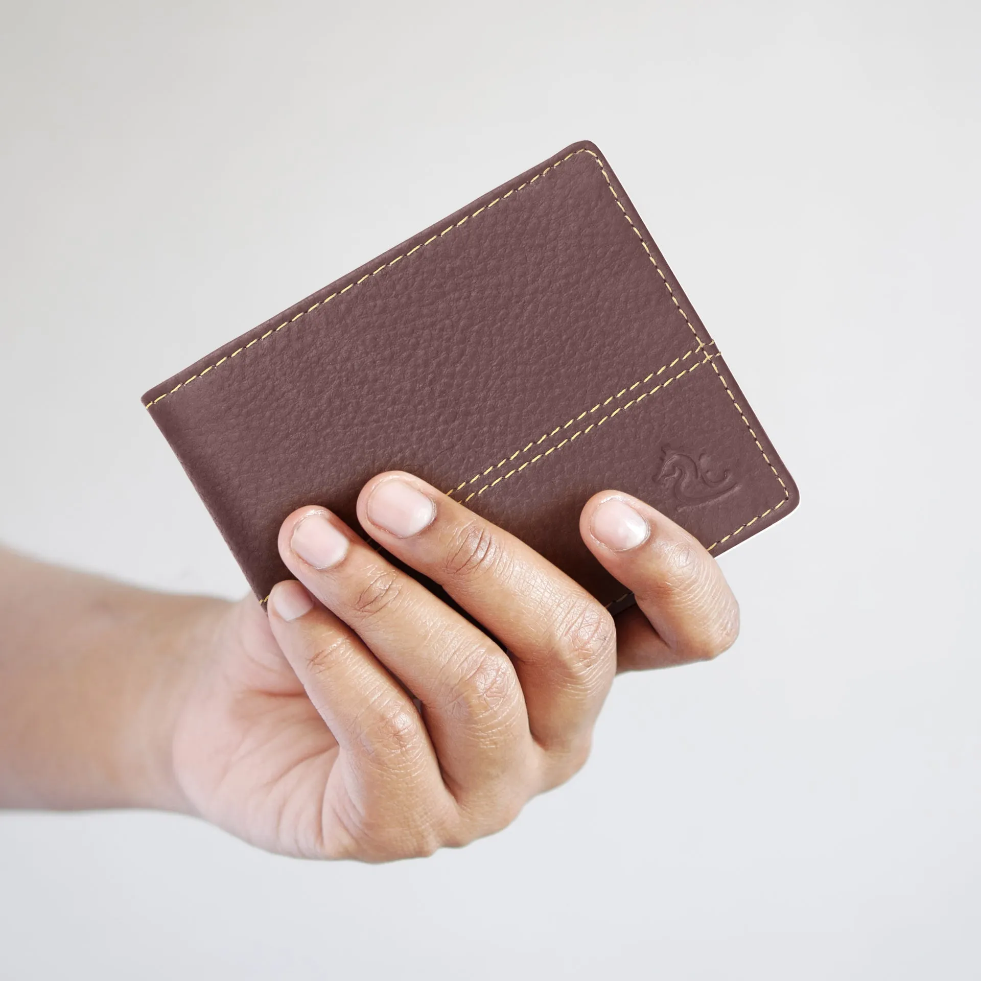 10085 Maroon Contrast Stitched Wallet