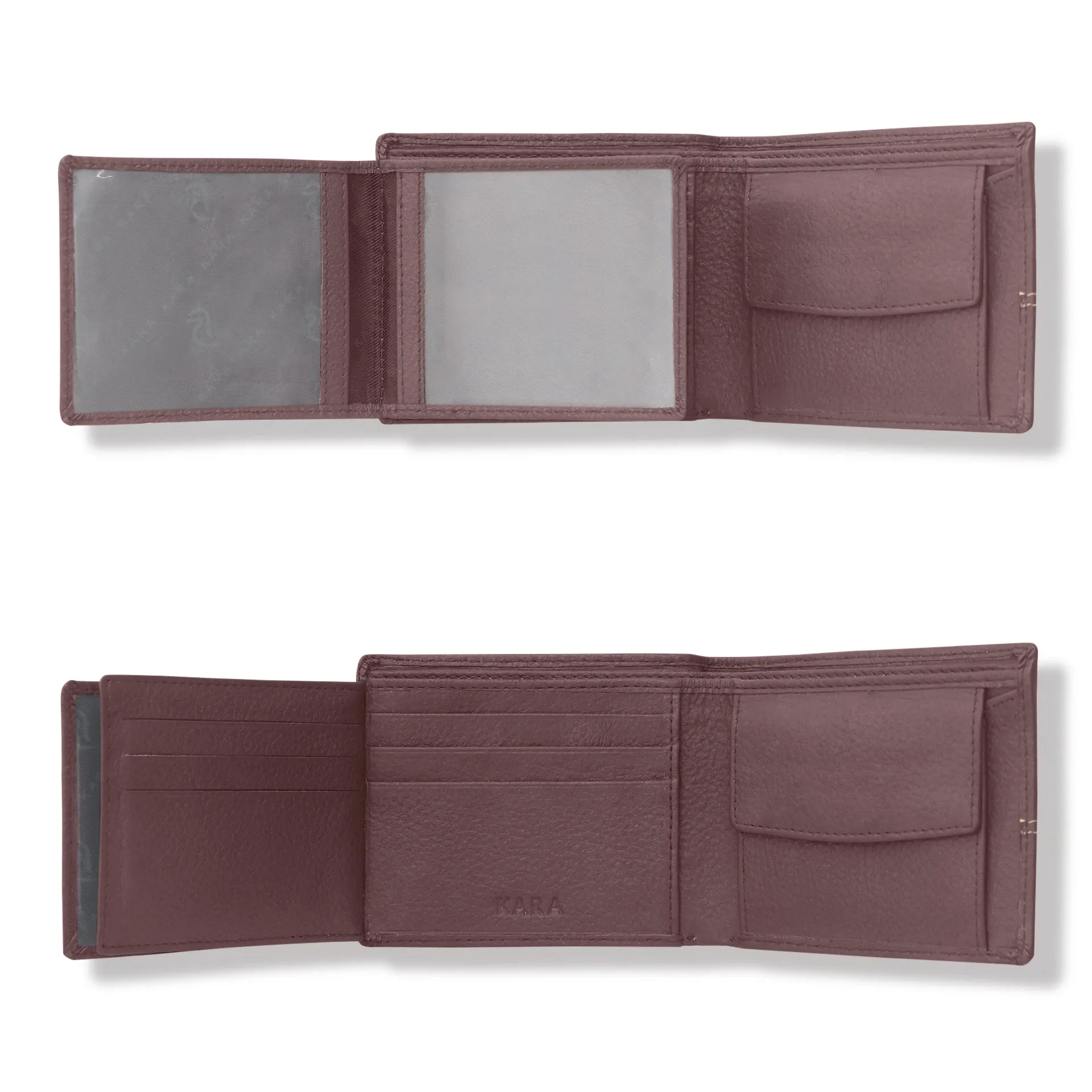 10085 Maroon Contrast Stitched Wallet