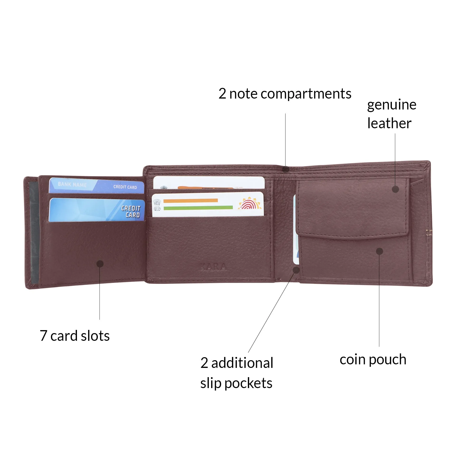 10085 Maroon Contrast Stitched Wallet