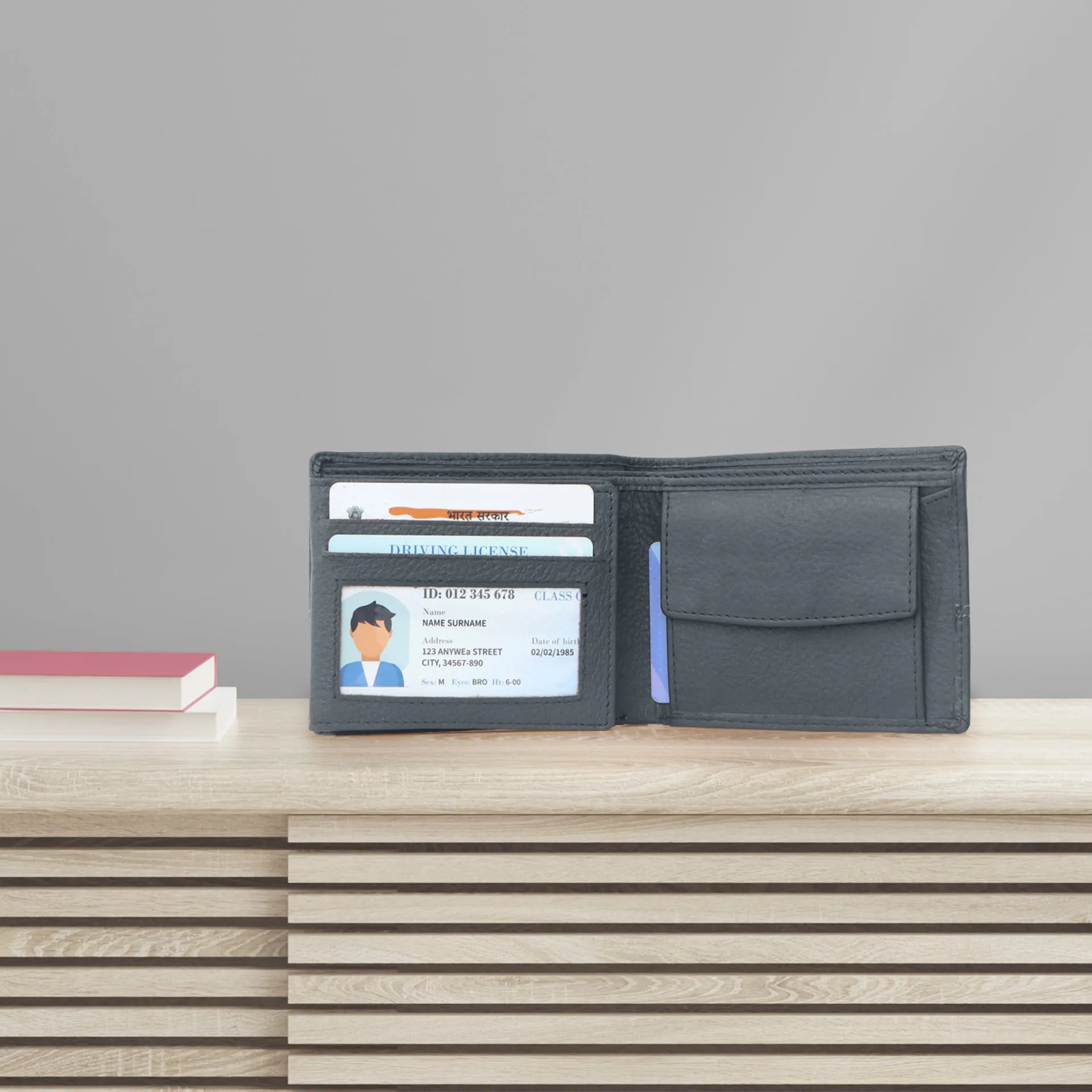 10085 Maroon Contrast Stitched Wallet