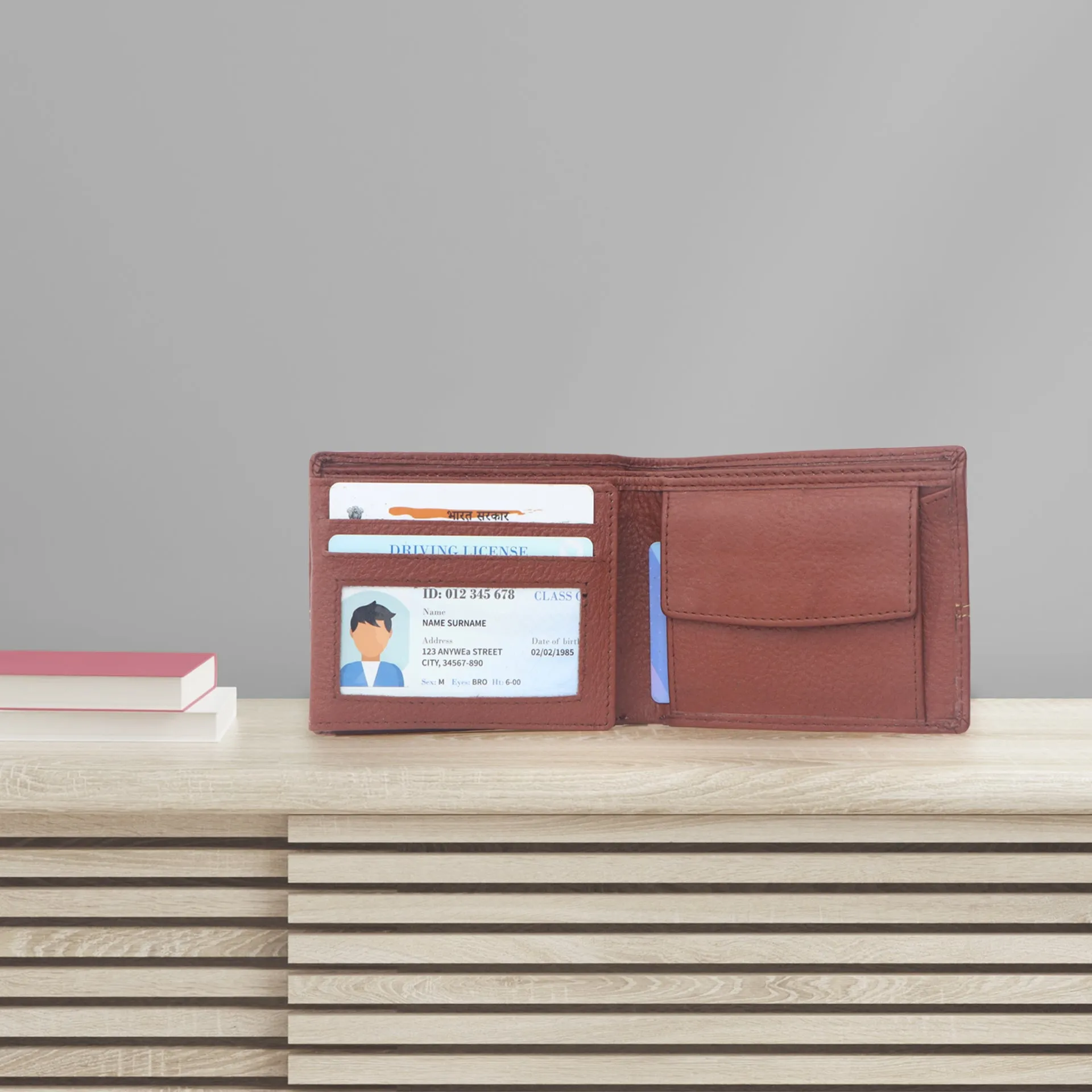 10085 Maroon Contrast Stitched Wallet
