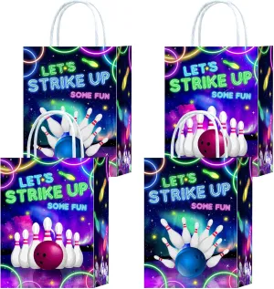 16 Pieces Bowling Gift Bags for Birthday Party Supplies, Goodie Snacks Treat Candy Favors With Handles for Kids Adults Theme Decorations