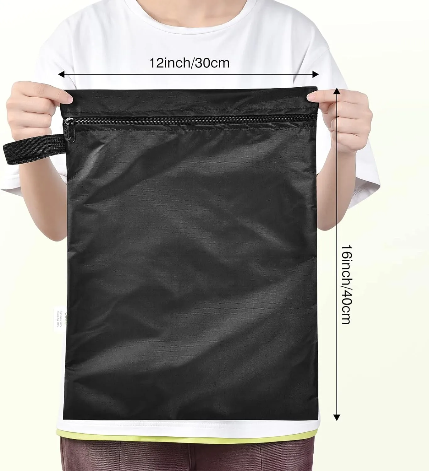 2 Pack Swimsuit & Towel Wet Dry Sack - 12 x 16 inch Waterproof Clothes Bag with Handle & Zippered Oxford Cloth - Black
