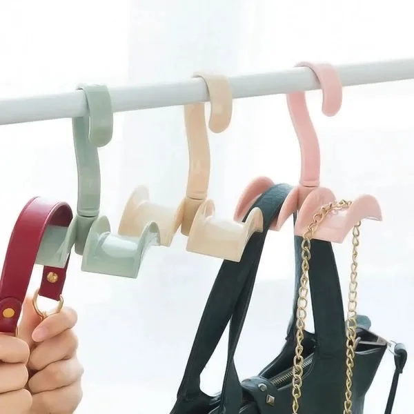 2 Pcs - Rotating Handbag Hanger Rack Closet Storage Organizer Hooks for Ladies Bag Belt Tie Scarf - H01262