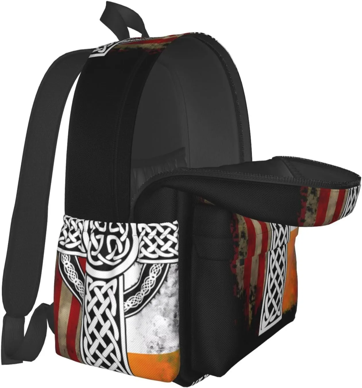 American Irish Cross St. Patrick'S Day Flag Laptop Commuter Backpack Shoulder Bag Casual Back Pack Daypack Bags With Side Pockets For Work Travel Daily Use