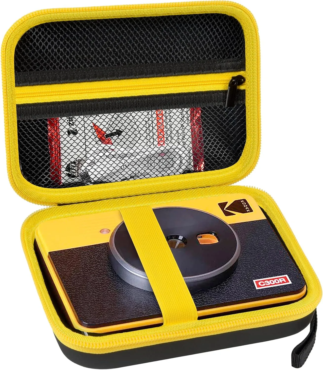 ANKHOH Print Camera Case for Kodak Mini Shot 3 Retro 4PASS Wireless Instant Camera & Photo Printer, Picture Printer Carrying Storage Bag Holder Fits for Kodak Mini 3 Retro (Black Yellow) (Box Only)