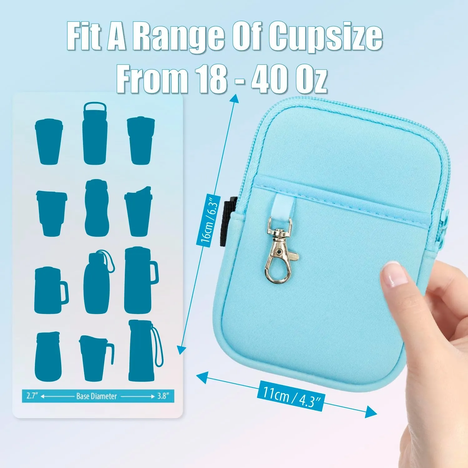 Axolotl Water Bottle Pouch with Key Chain - Stanley Cup Accessories for 30 / 40oz with Handle - Stanley Tumbler