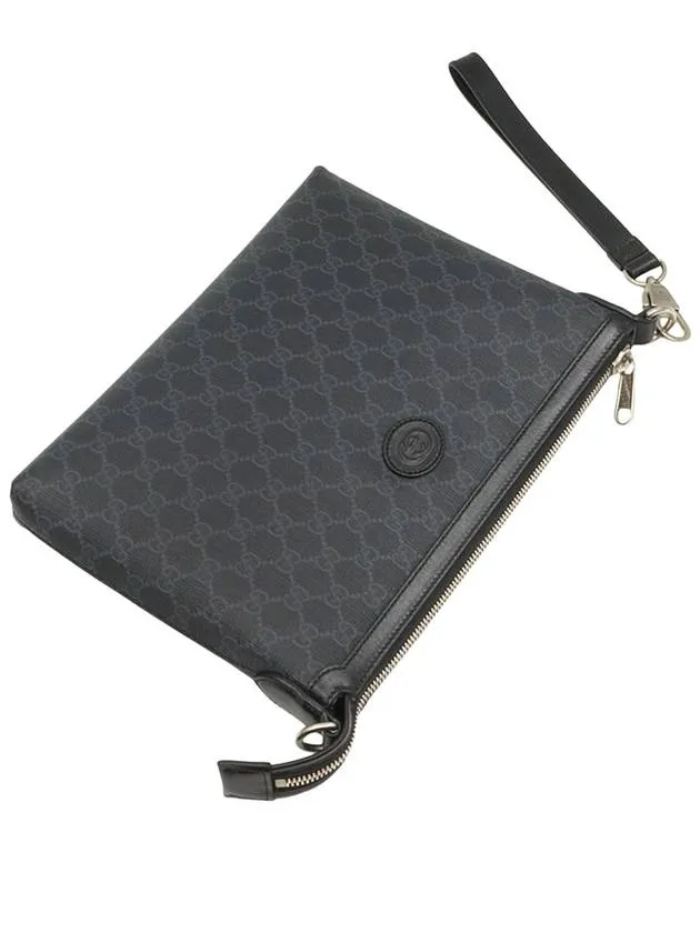 Black GG Supreme Canvas Interlocking G Handstrap Clutch 726833