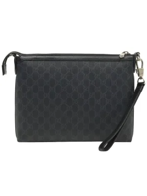 Black GG Supreme Canvas Interlocking G Handstrap Clutch 726833