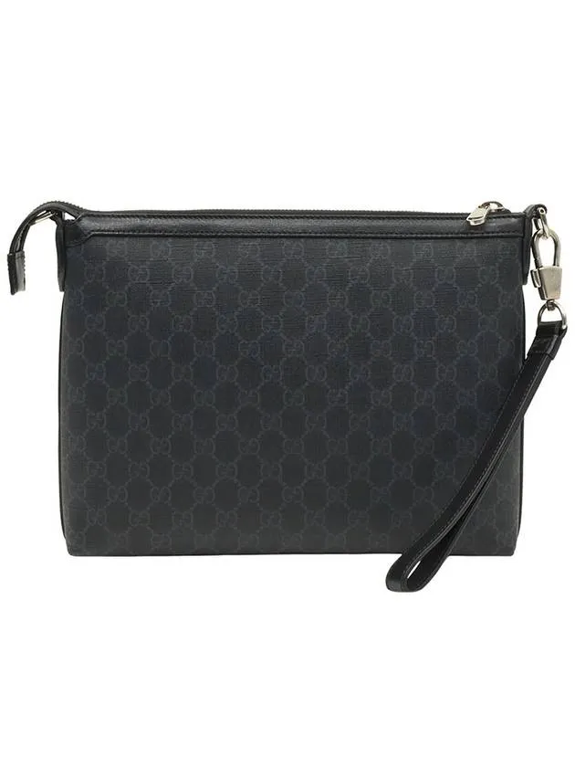 Black GG Supreme Canvas Interlocking G Handstrap Clutch 726833