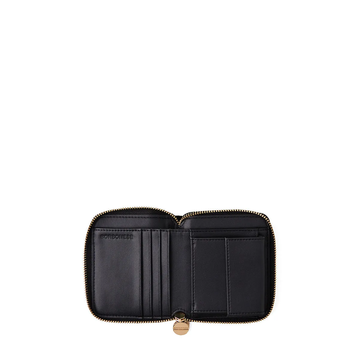 Borbonese - OP Natural Black Zip Around Medium Wallet with nylon fabric - 920055AN0 - OP/NATURALE/NERO