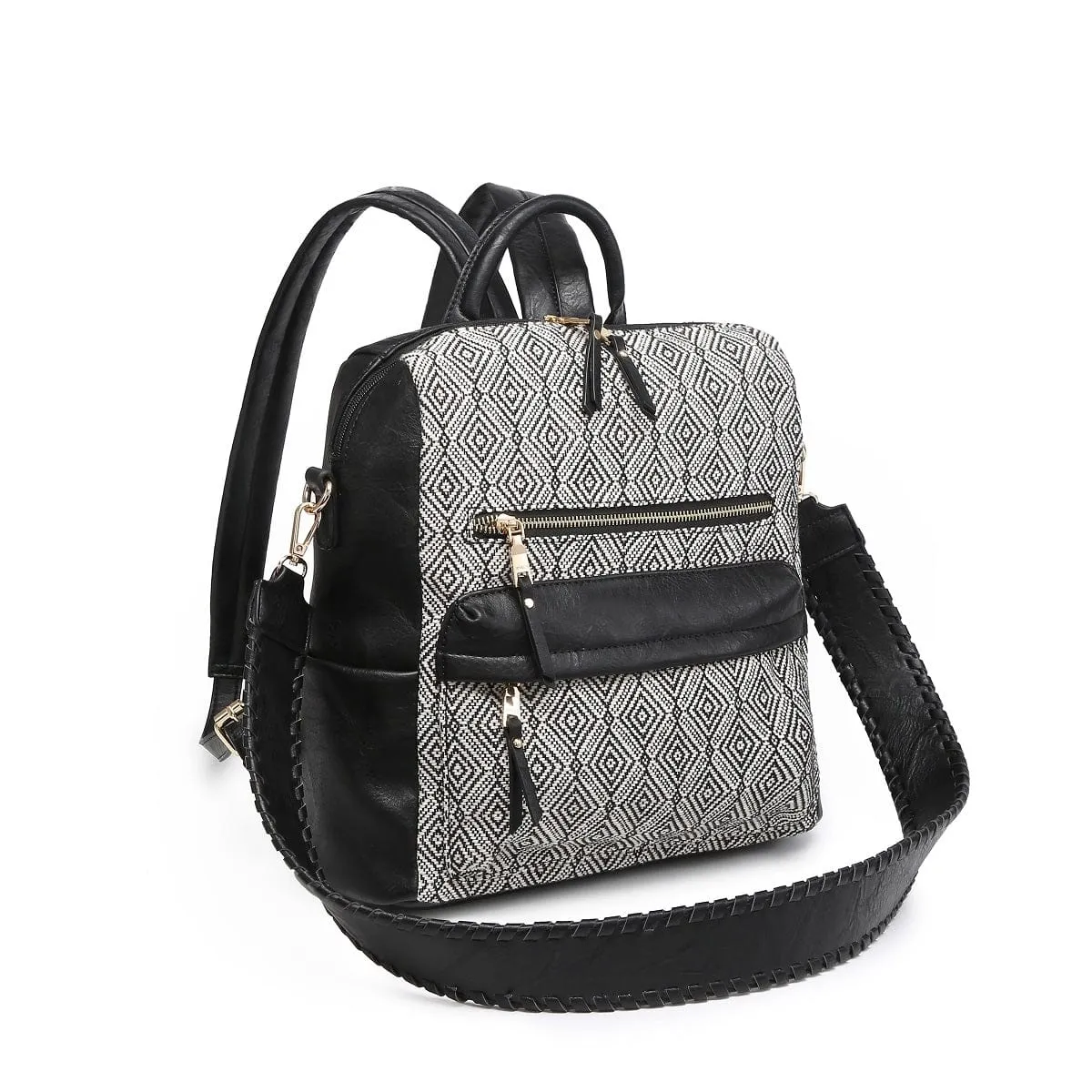 BP1993DIA Diamond Print Convertible Backpack w/ Guitar Strap