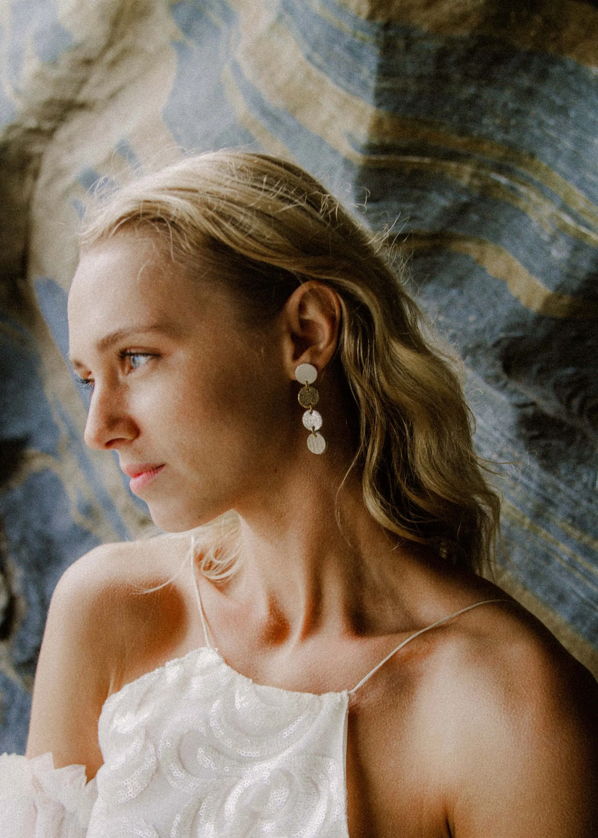 Caja Dangle Earrings in Pearl Mix