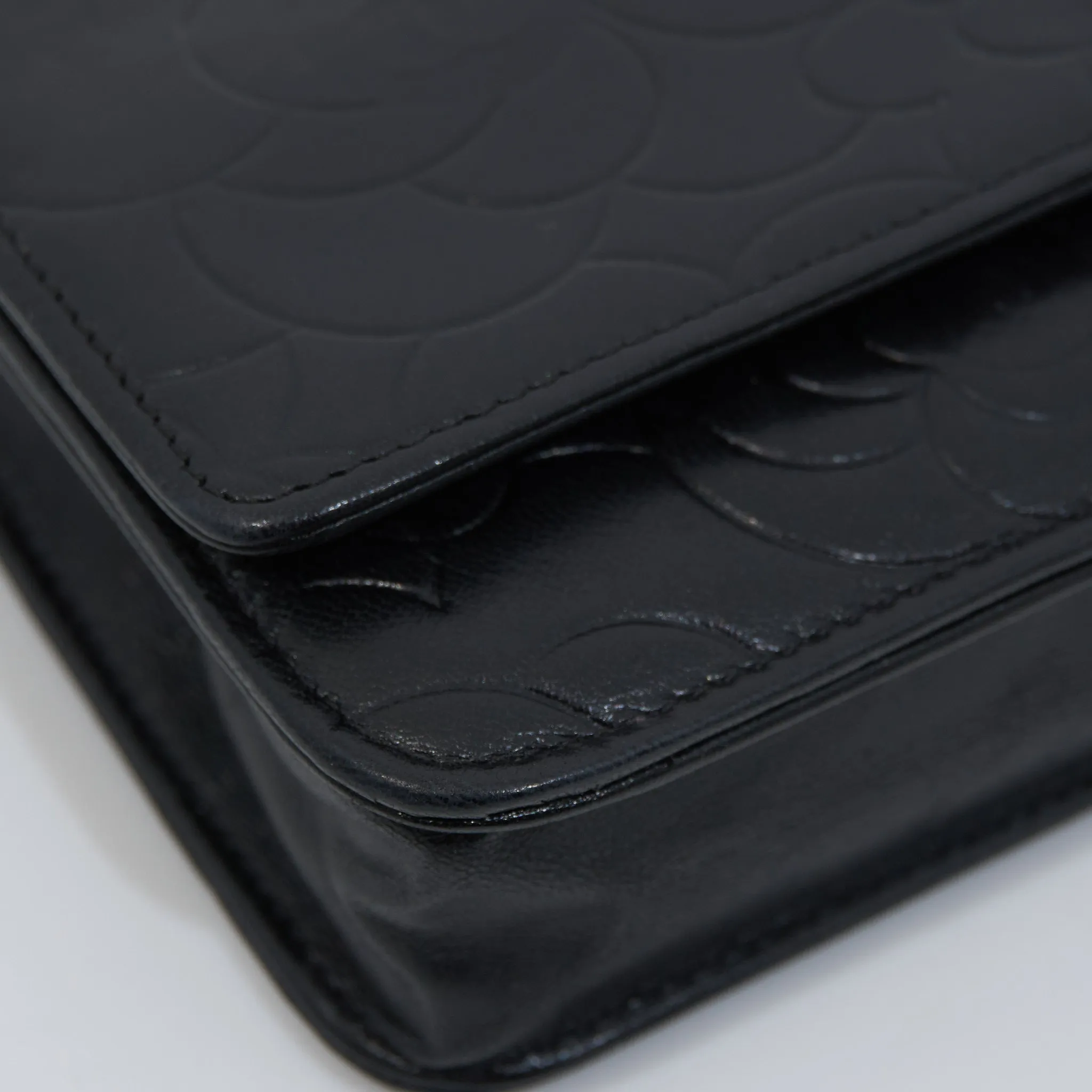 Chanel Camellia Black WOC SHW