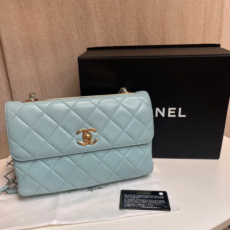 Chanel Trendy CC Hobo Bag Light Blue Leather