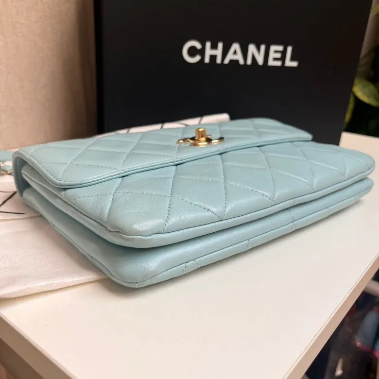 Chanel Trendy CC Hobo Bag Light Blue Leather