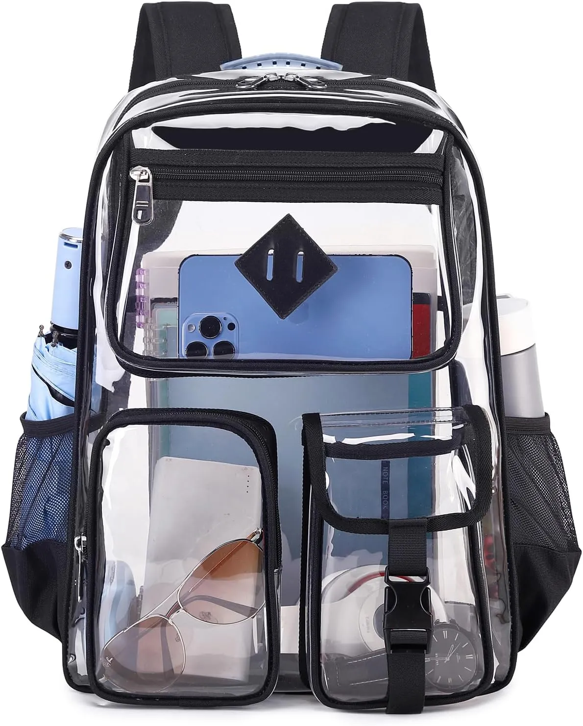 Clear Backpack for School,Heavy Duty PVC Transparent Bookbag for Girls Stadium Approved See Through Backpack