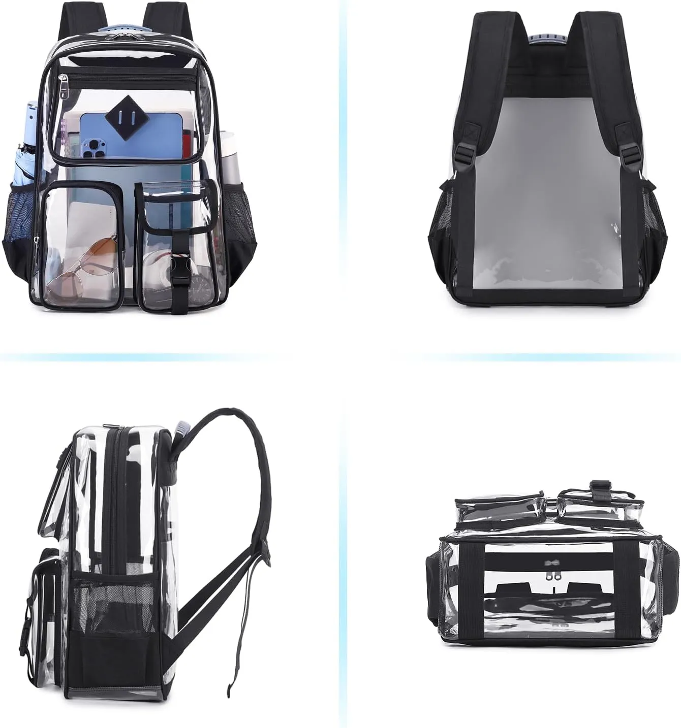 Clear Backpack for School,Heavy Duty PVC Transparent Bookbag for Girls Stadium Approved See Through Backpack