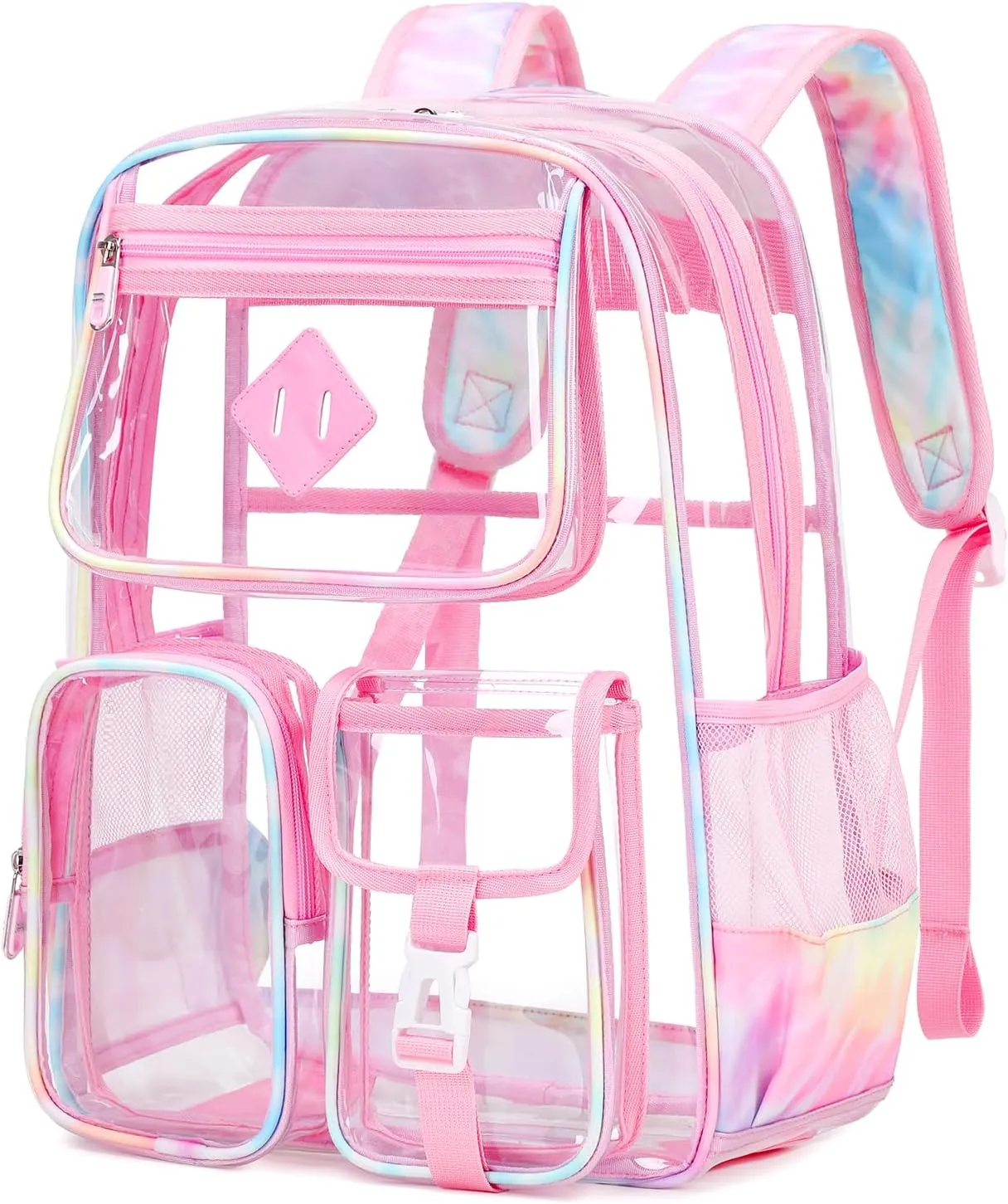 Clear Backpack for School,Heavy Duty PVC Transparent Bookbag for Girls Stadium Approved See Through Backpack