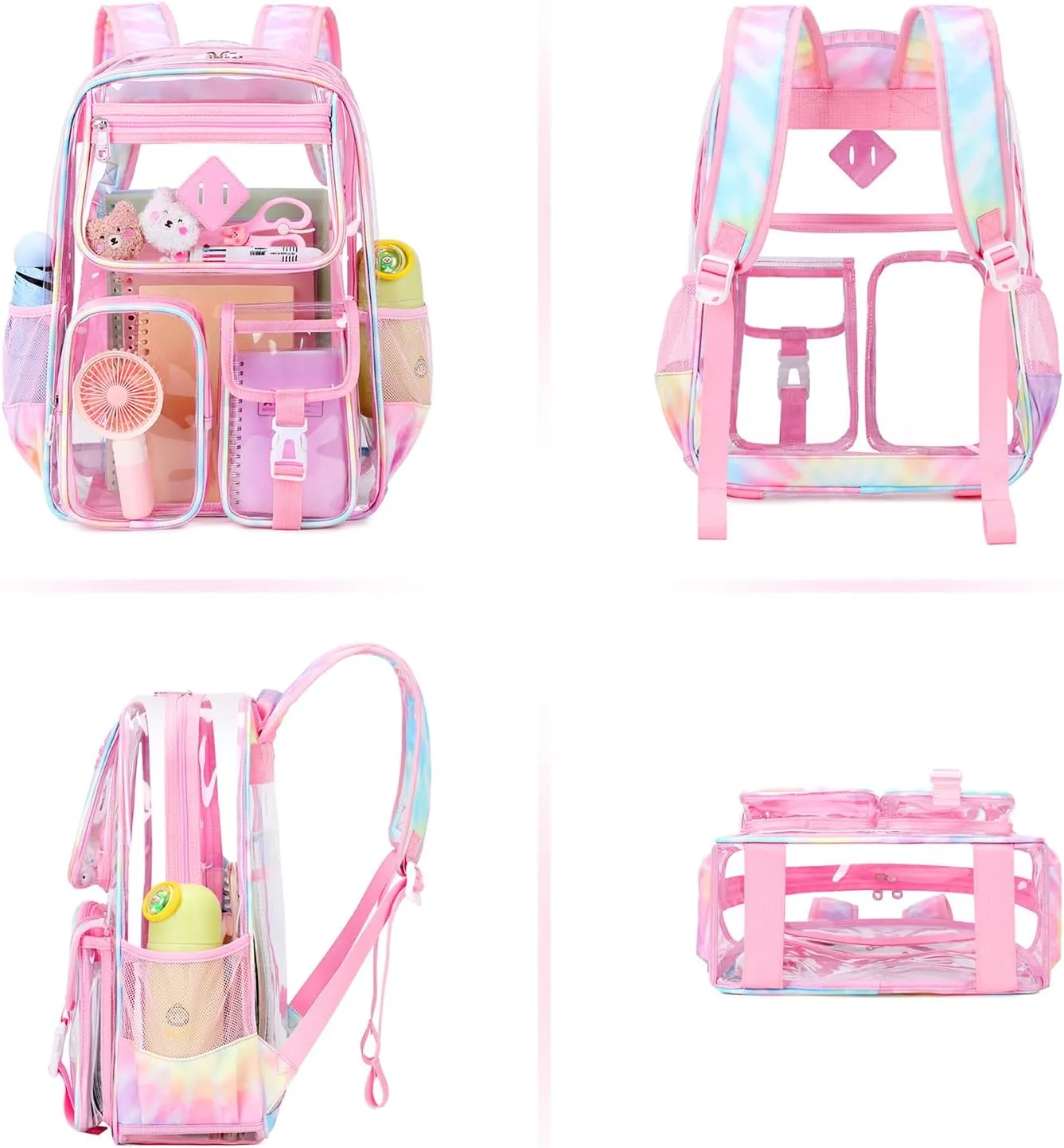 Clear Backpack for School,Heavy Duty PVC Transparent Bookbag for Girls Stadium Approved See Through Backpack