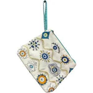 Clutch Bag with Evil Eye Print and Laces for Women and Girls
