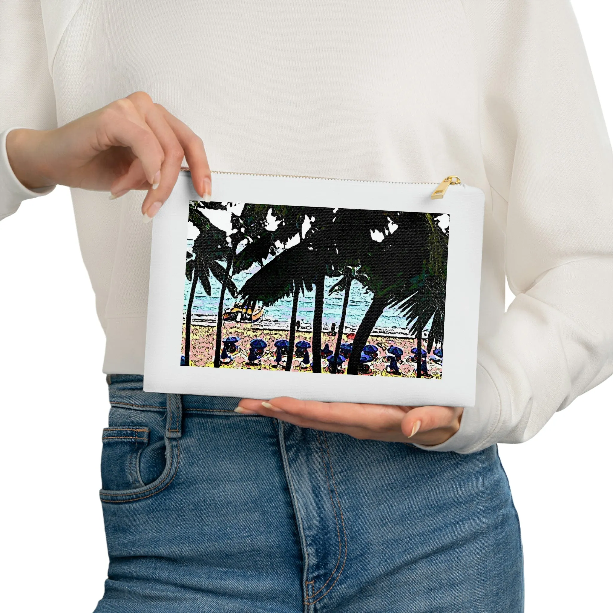 Cosmetic Bag ... "A Beautiful Beach Amongst The Palms" ... The Outrigger Waikiki, Honolulu, Oahu ... Original Works ...