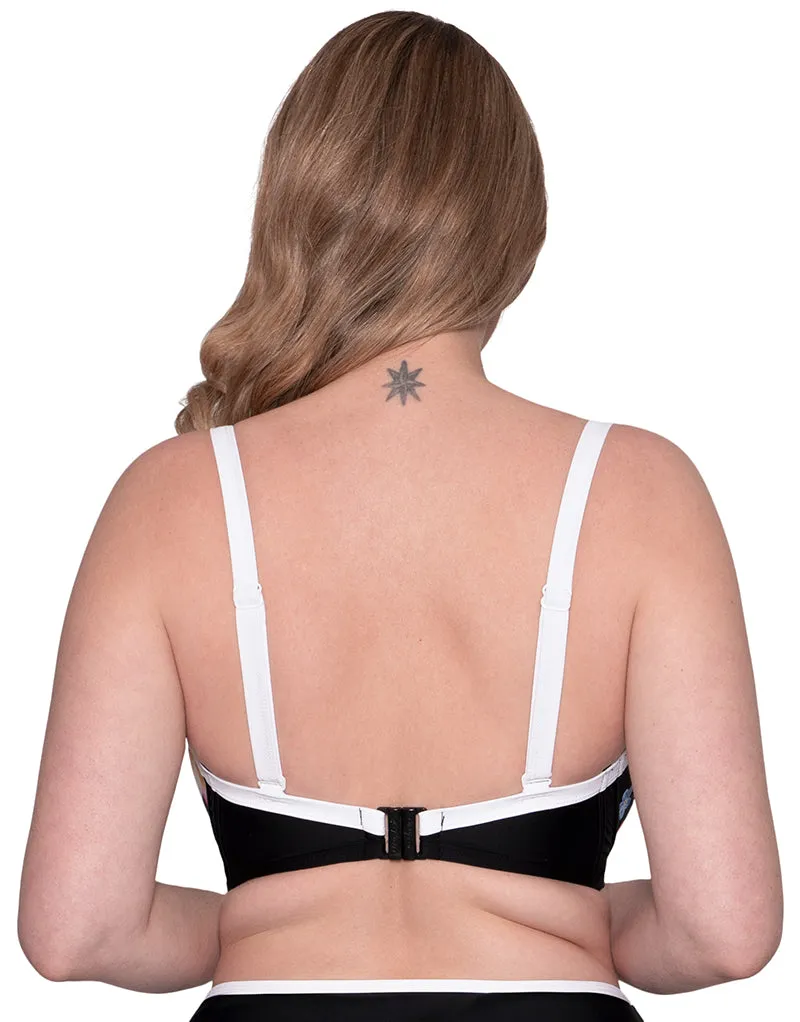 Curvy Kate Tropicana Moulded Plunge Bikini Top Black Print