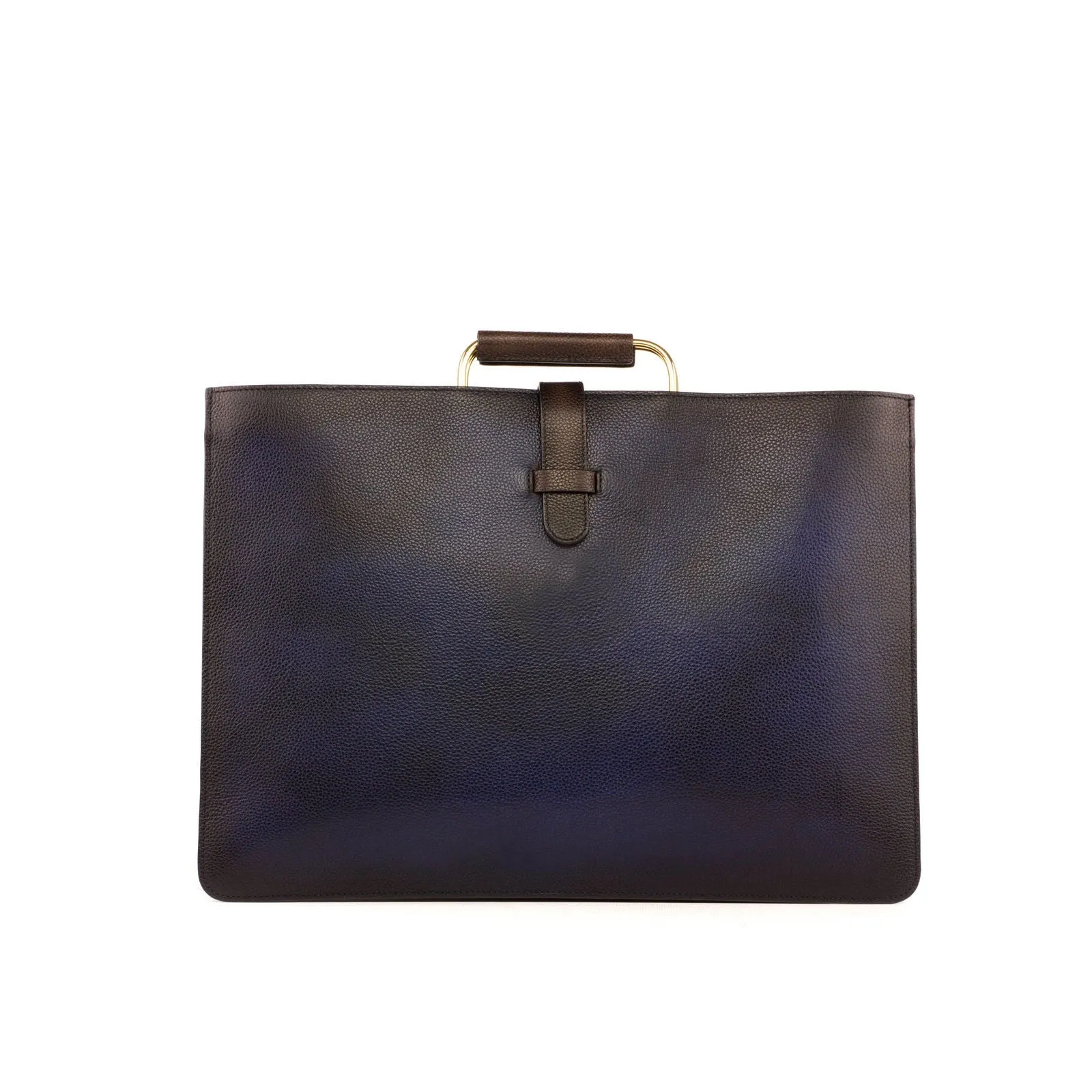 Custom Satchel Bag Leather Dark Brown Blue 3537