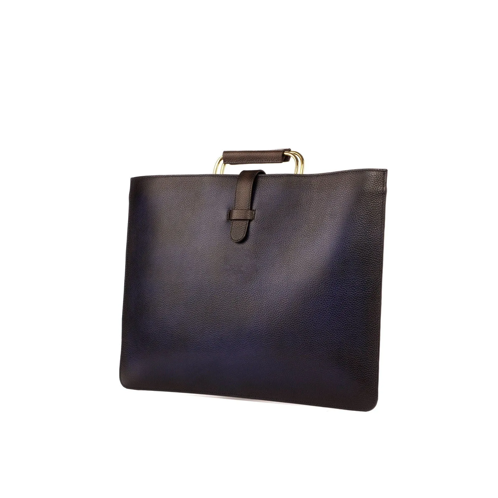 Custom Satchel Bag Leather Dark Brown Blue 3537