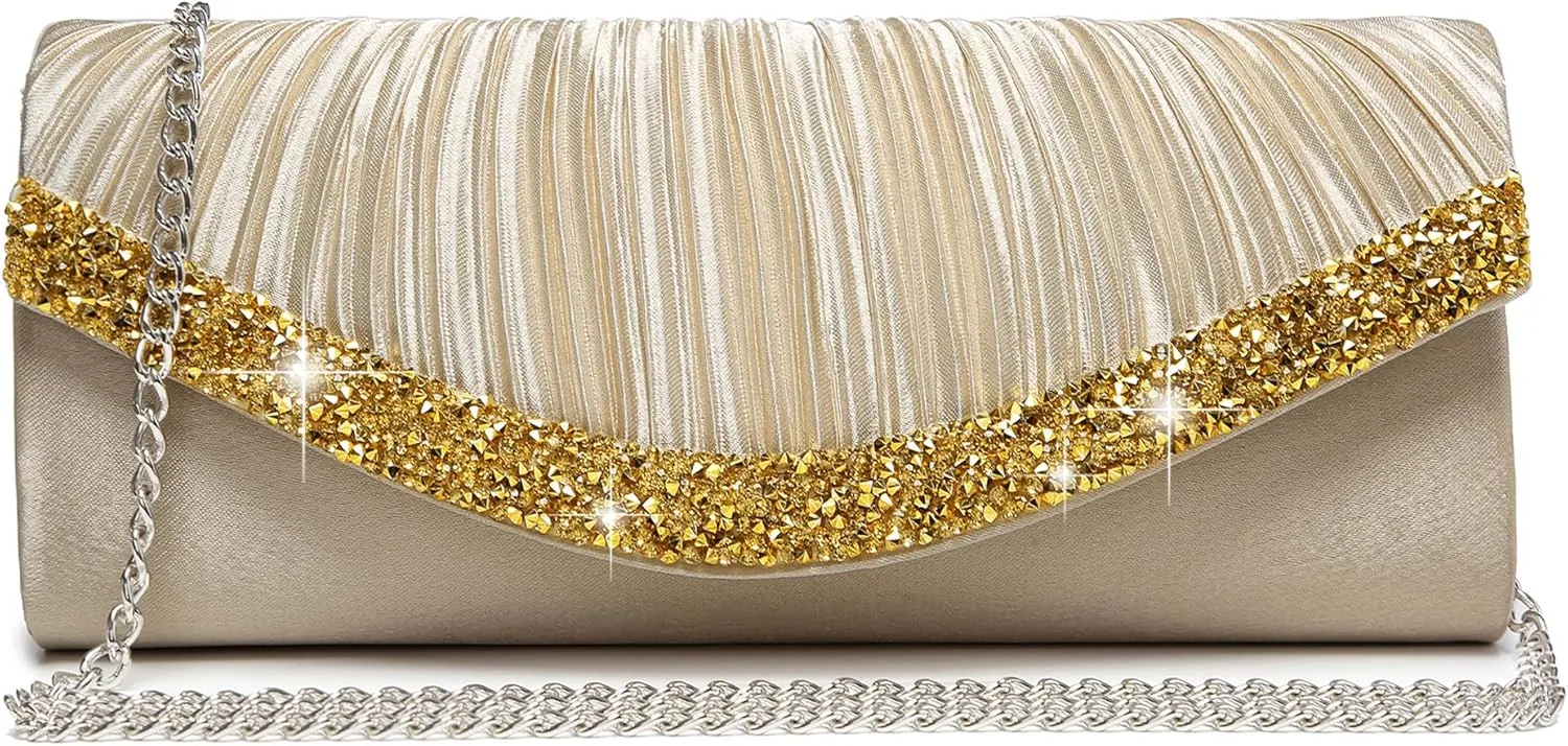 Dasein Clutch Purses for Women Evening Bags Formal Clutches with Rhinestones for Wedding Party Prom Dressy Purse