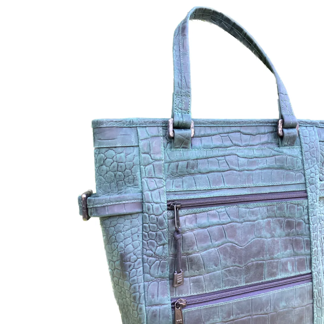 Deep Green Aventurine Green Repurposed Leather Convertible Tote Backpack
