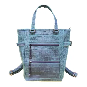 Deep Green Aventurine Green Repurposed Leather Convertible Tote Backpack
