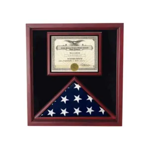 Flag and Document Display Case - Cherry Material.