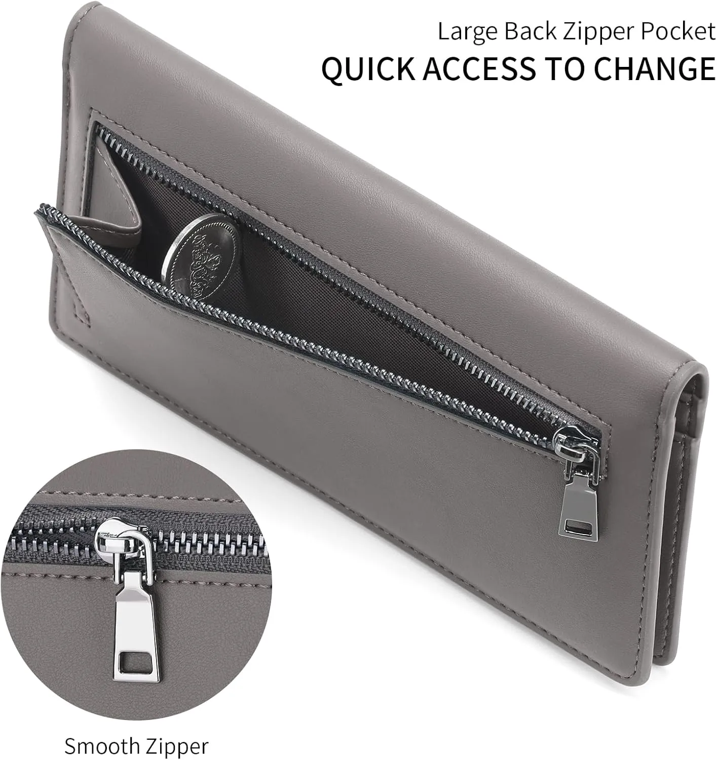 GAEKEAO Wallets for Women Ultra Slim Thin PU Leather RFID Blocking Credit Card Holder Bifold Long Ladies Wallet Billfold Clutch