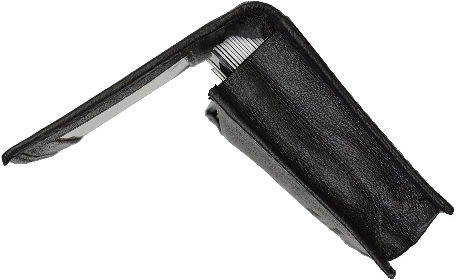 Genuine Leather Expandable Credit Card Outside Id Business Card Holder Wallet 070BK