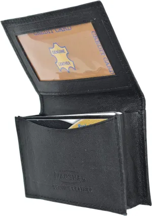 Genuine Leather Expandable Credit Card Outside Id Business Card Holder Wallet 070BK