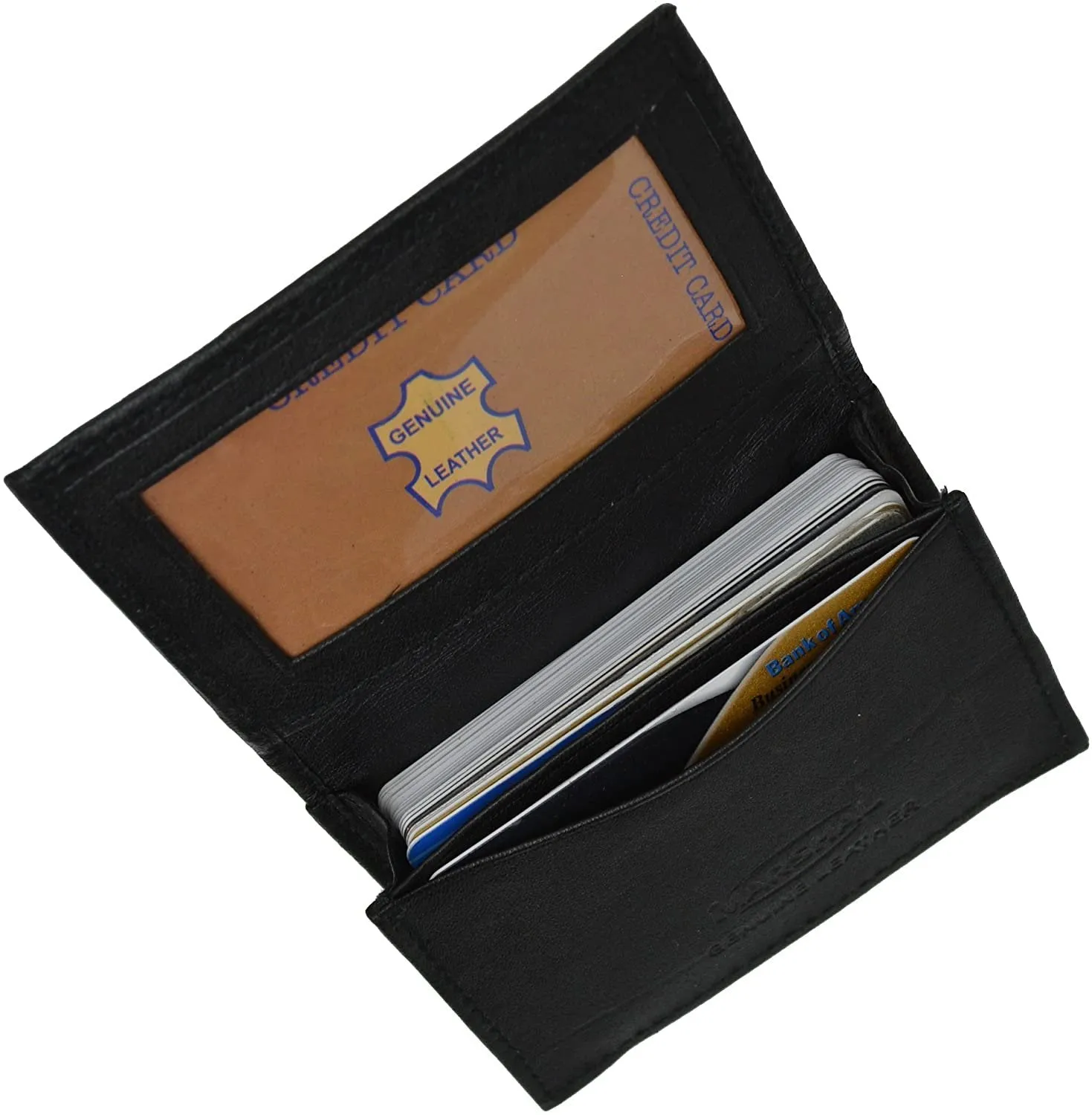Genuine Leather Expandable Credit Card Outside Id Business Card Holder Wallet 070BK