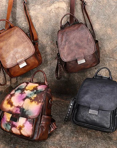 Handmade Convertible Leather Backpacks Bag Womens Best Coffee Leather Shoulder Purse School Rucksack