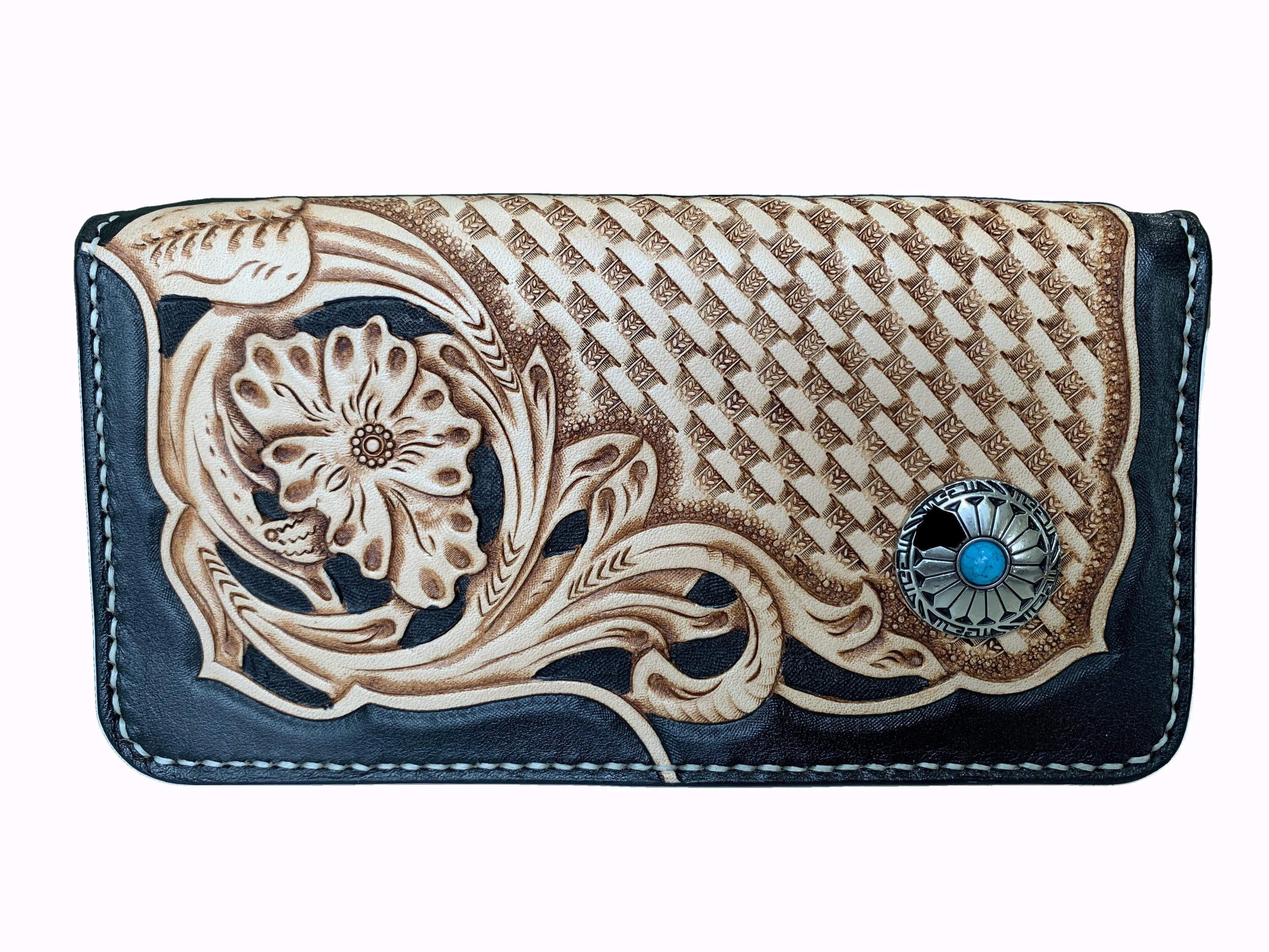 Handmade Ladies Leather Carved Wallet