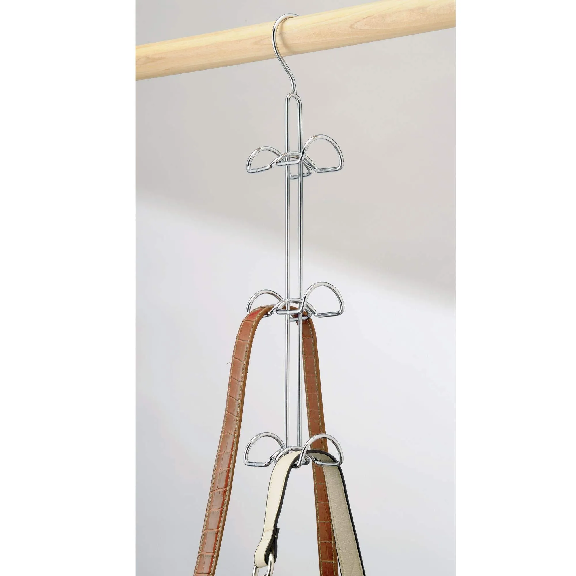 interDesign Classico Hanging Organizer for Purses, Handbags, Satchels, Backpacks, Scarves, Pashminas, Slings, Closet Accessories-6 Hooks, Chrome, Set of 1 Holder