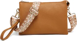 JEN & CO. Izzy Vegan Leather Crossbody Bags Clutch Purses Wristlet Wallet Shoulder Handbag with Guitar Strap for Women