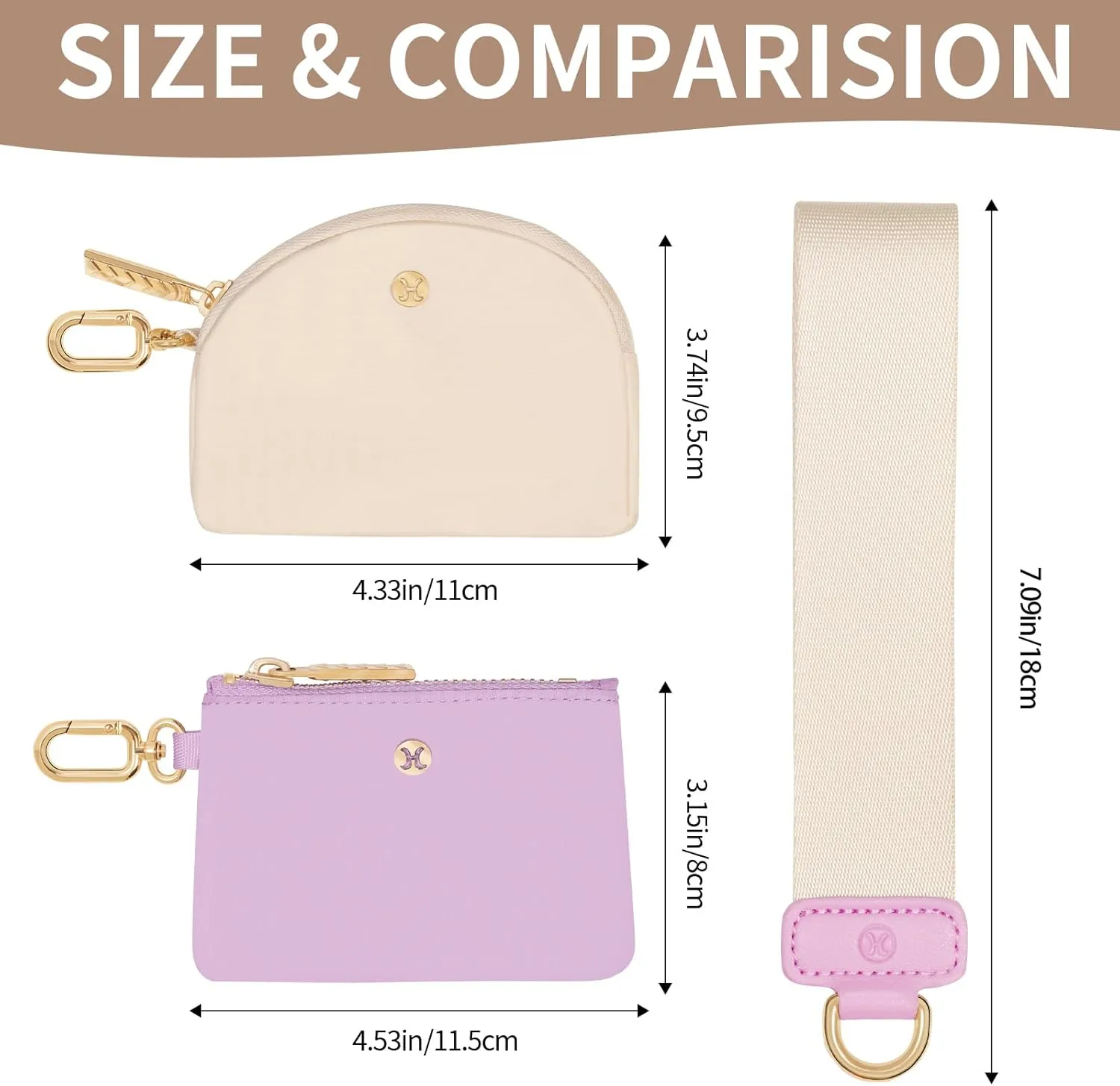 Keychain Wallet, Detachable Dual Pouch Wristlet Wallets for Women Men, Portable Mini Zip Around Small Wallet Coin Purse
