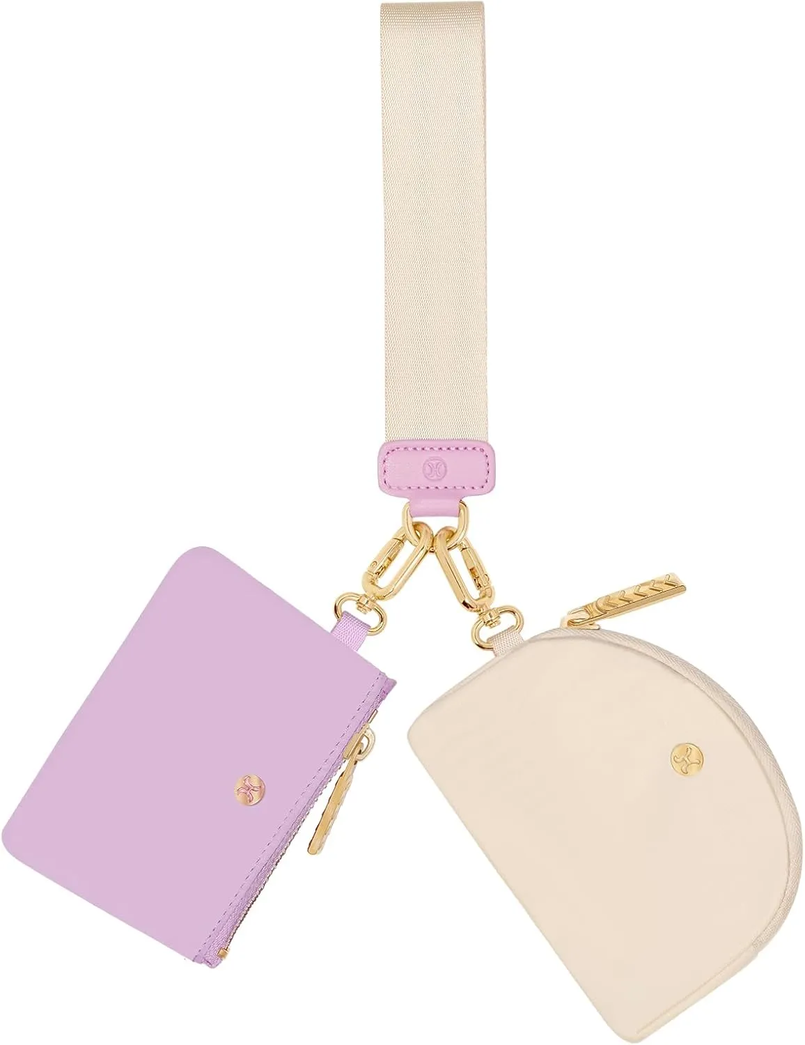 Keychain Wallet, Detachable Dual Pouch Wristlet Wallets for Women Men, Portable Mini Zip Around Small Wallet Coin Purse