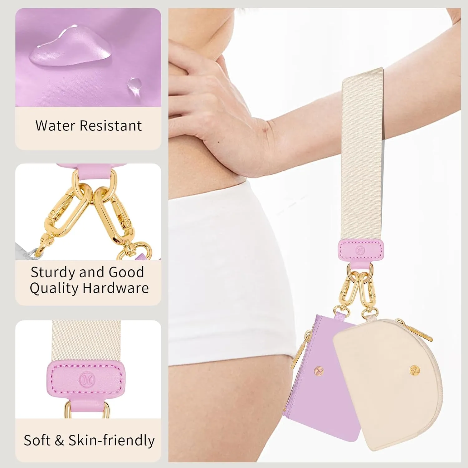 Keychain Wallet, Detachable Dual Pouch Wristlet Wallets for Women Men, Portable Mini Zip Around Small Wallet Coin Purse
