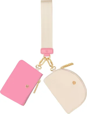 Keychain Wallet, Detachable Dual Pouch Wristlet Wallets for Women Men, Portable Mini Zip Around Small Wallet Coin Purse