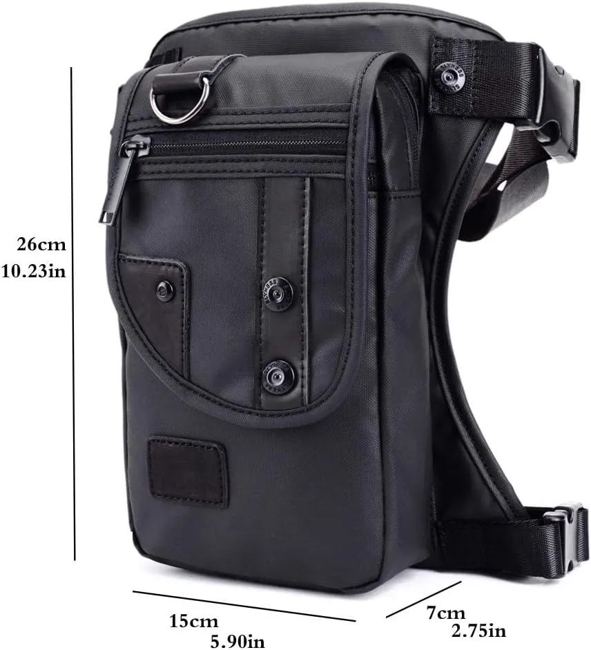 KPYWZER Outdoor Thigh Drop Leg Bag for Men Women Waist Fanny Pack Motorcycle Ride Crossbody Shoulder Riding Travel Hiking Tactical Cycling Black
