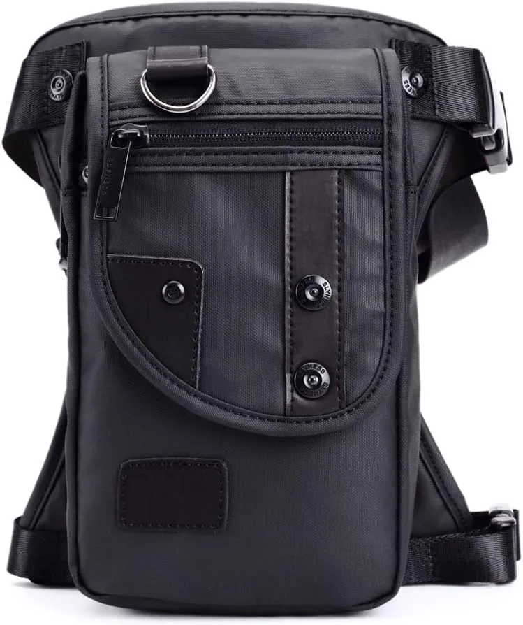 KPYWZER Outdoor Thigh Drop Leg Bag for Men Women Waist Fanny Pack Motorcycle Ride Crossbody Shoulder Riding Travel Hiking Tactical Cycling Black