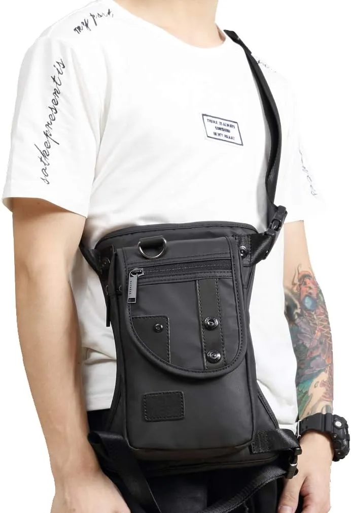 KPYWZER Outdoor Thigh Drop Leg Bag for Men Women Waist Fanny Pack Motorcycle Ride Crossbody Shoulder Riding Travel Hiking Tactical Cycling Black