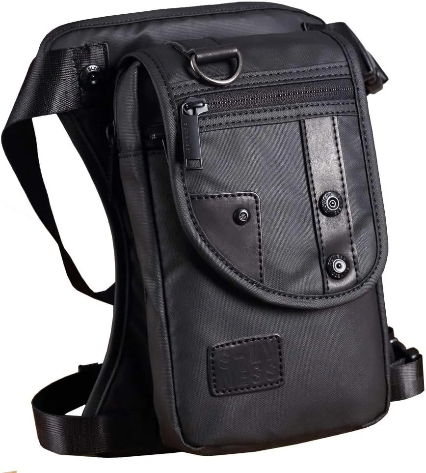 KPYWZER Outdoor Thigh Drop Leg Bag for Men Women Waist Fanny Pack Motorcycle Ride Crossbody Shoulder Riding Travel Hiking Tactical Cycling Black